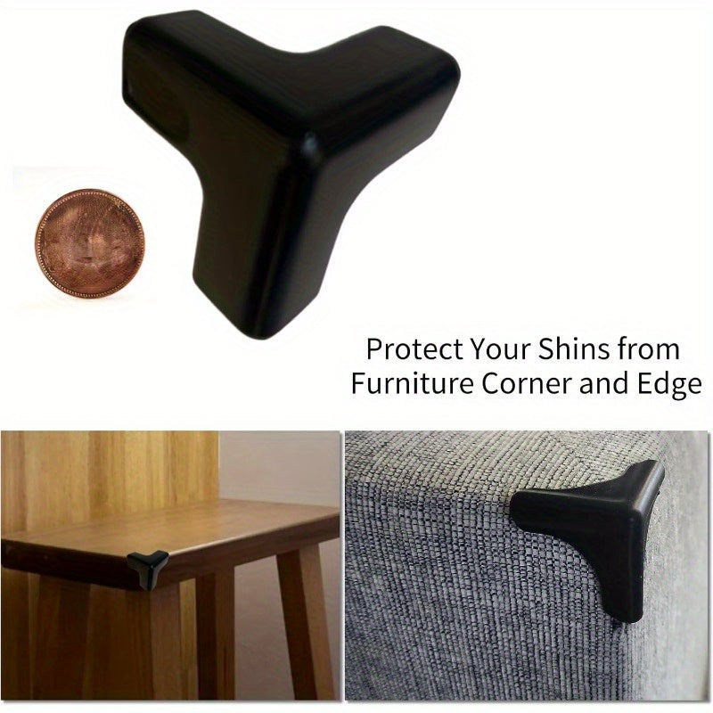 4pcs Edge Corner Protectors Guards Silicone Smooth Soft Protective Cushions for Furniture Wood Glass Steel Ceramics Surface Black