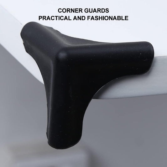 4pcs Edge Corner Protectors Guards Silicone Smooth Soft Protective Cushions for Furniture Wood Glass Steel Ceramics Surface Black