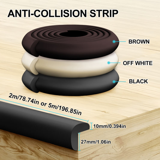 Table Edge Protectors Thickened Table Edge and Corner Protectors, 78.74in Edge + 4 Corners + 196.85in Edge + 8 Corners | Soft Rubber Foam Guards, Pre-Applied Adhesive Corner Protectors | Black\u002FBrown\u002FWhite