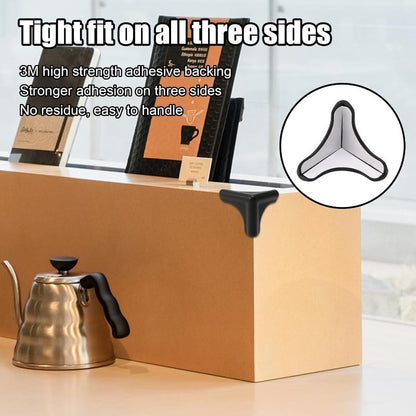 4pcs Edge Corner Protectors Guards Silicone Smooth Soft Protective Cushions for Furniture Wood Glass Steel Ceramics Surface Black
