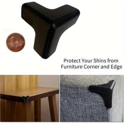 4pcs Edge Corner Protectors Guards Silicone Smooth Soft Protective Cushions for Furniture Wood Glass Steel Ceramics Surface Black