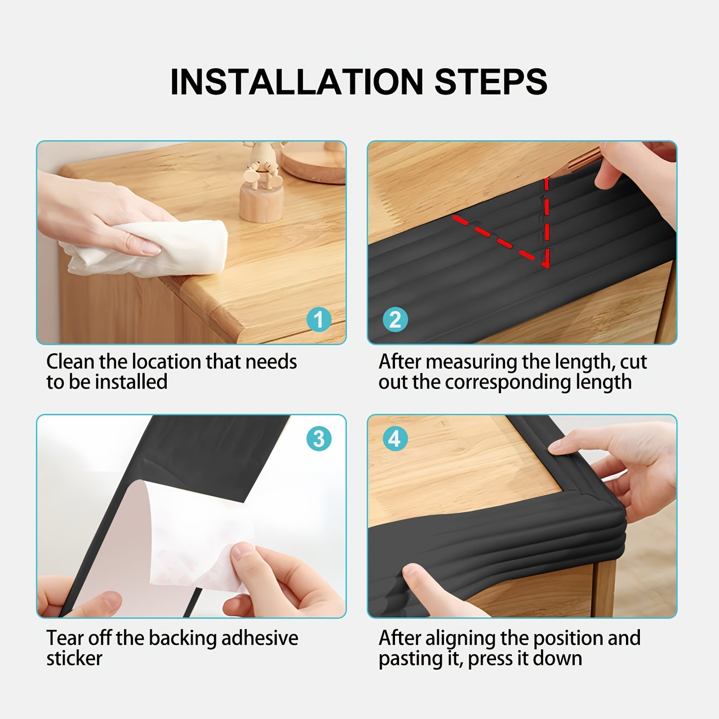 Nitrile Foam Safety Corner Protection Strip - 78.74\u002F196.85 Inch, Black, Phthalate-Free, Anti-Collision, for Home Improvement