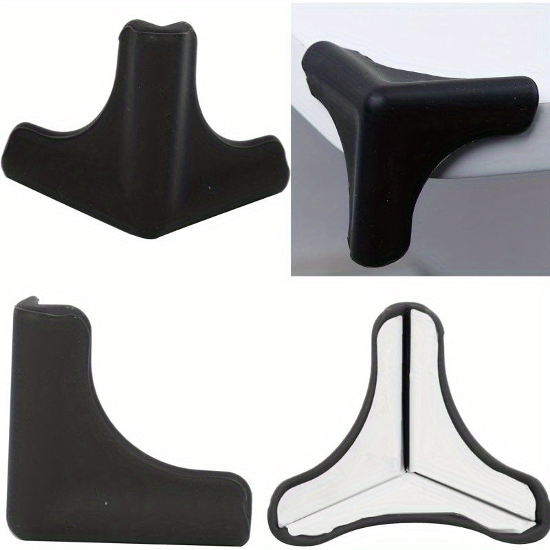 4pcs Edge Corner Protectors Guards Silicone Smooth Soft Protective Cushions for Furniture Wood Glass Steel Ceramics Surface Black
