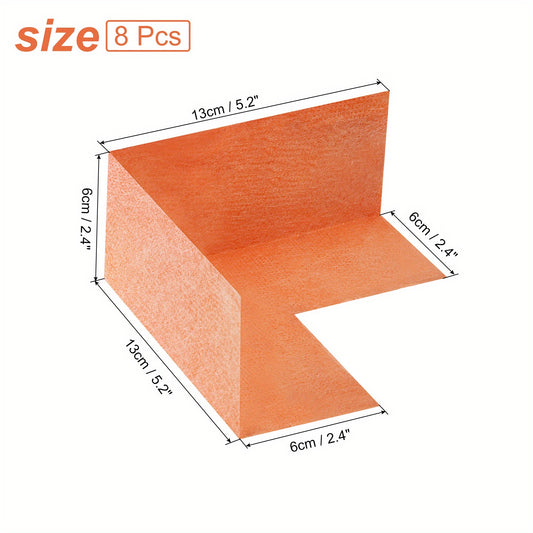 8pcs High Quality Seamless Shower Corner Covers - Heavy-Duty Polyethylene Bathtub & Steam Room Inside Corner Guards with Flannel-Finish Surface, Orange (5.2\