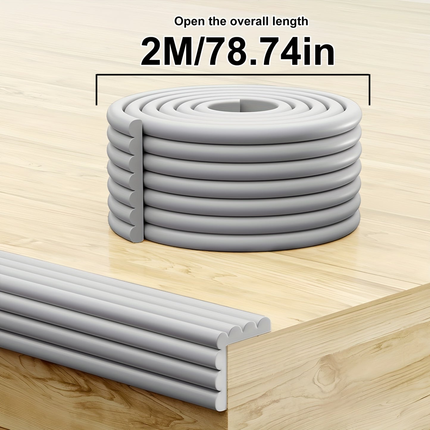 Nitrile Foam Safety Corner Protection Strip - 78.74\u002F196.85 Inch, Black, Phthalate-Free, Anti-Collision, for Home Improvement