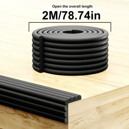 Nitrile Foam Safety Corner Protection Strip - 78.74\u002F196.85 Inch, Black, Phthalate-Free, Anti-Collision, for Home Improvement
