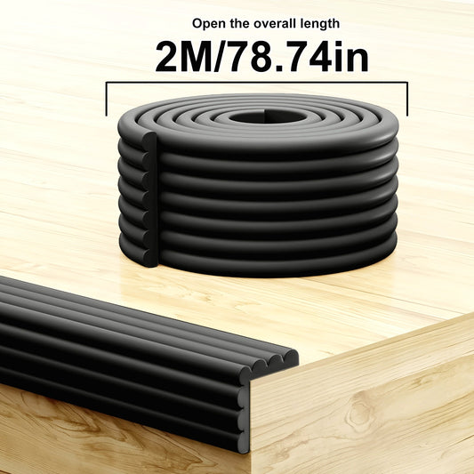 Nitrile Foam Safety Corner Protection Strip - 78.74\u002F196.85 Inch, Black, Phthalate-Free, Anti-Collision, for Home Improvement