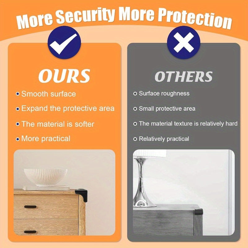 4pcs Edge Corner Protectors Guards Silicone Smooth Soft Protective Cushions for Furniture Wood Glass Steel Ceramics Surface Black