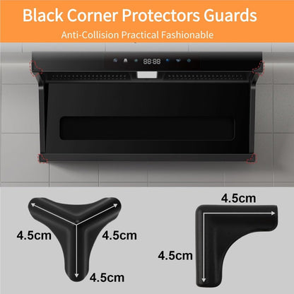 4pcs Edge Corner Protectors Guards Silicone Smooth Soft Protective Cushions for Furniture Wood Glass Steel Ceramics Surface Black
