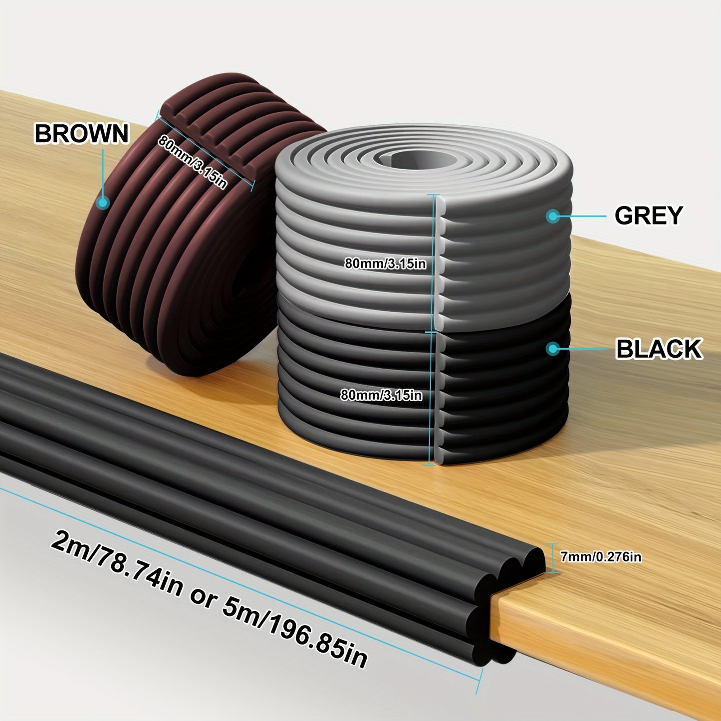 Nitrile Foam Safety Corner Protection Strip - 78.74\u002F196.85 Inch, Black, Phthalate-Free, Anti-Collision, for Home Improvement