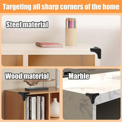 4pcs Edge Corner Protectors Guards Silicone Smooth Soft Protective Cushions for Furniture Wood Glass Steel Ceramics Surface Black